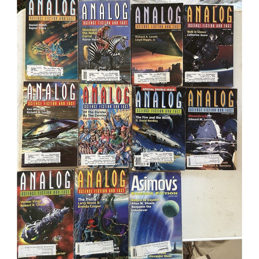 Analog Science Fiction Science Fact Lot of 11 Magazines Jan-Dec 2003